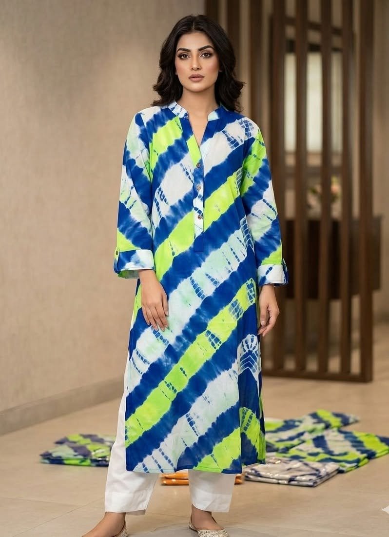 বাটিক কুর্তি নীল সবুজ